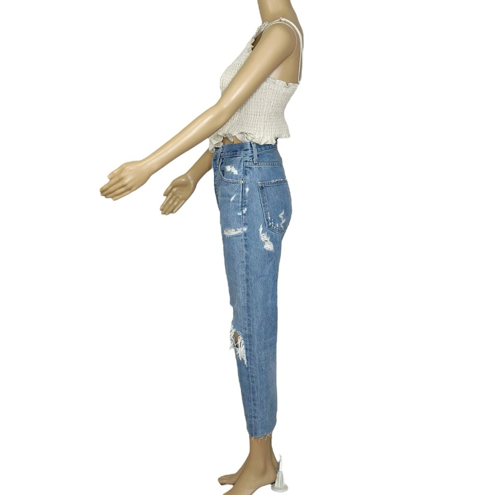 Agolde Light Blue High-Rise Distressed Jeans - Picture 4 of 7